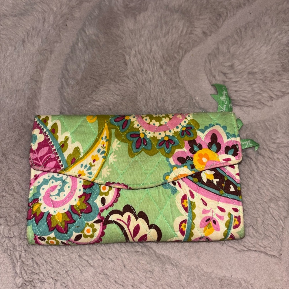 Vera Bradley Green and Purple Paisley Wallet